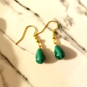 Genuine Malachite Dangle Earrings - NWOT